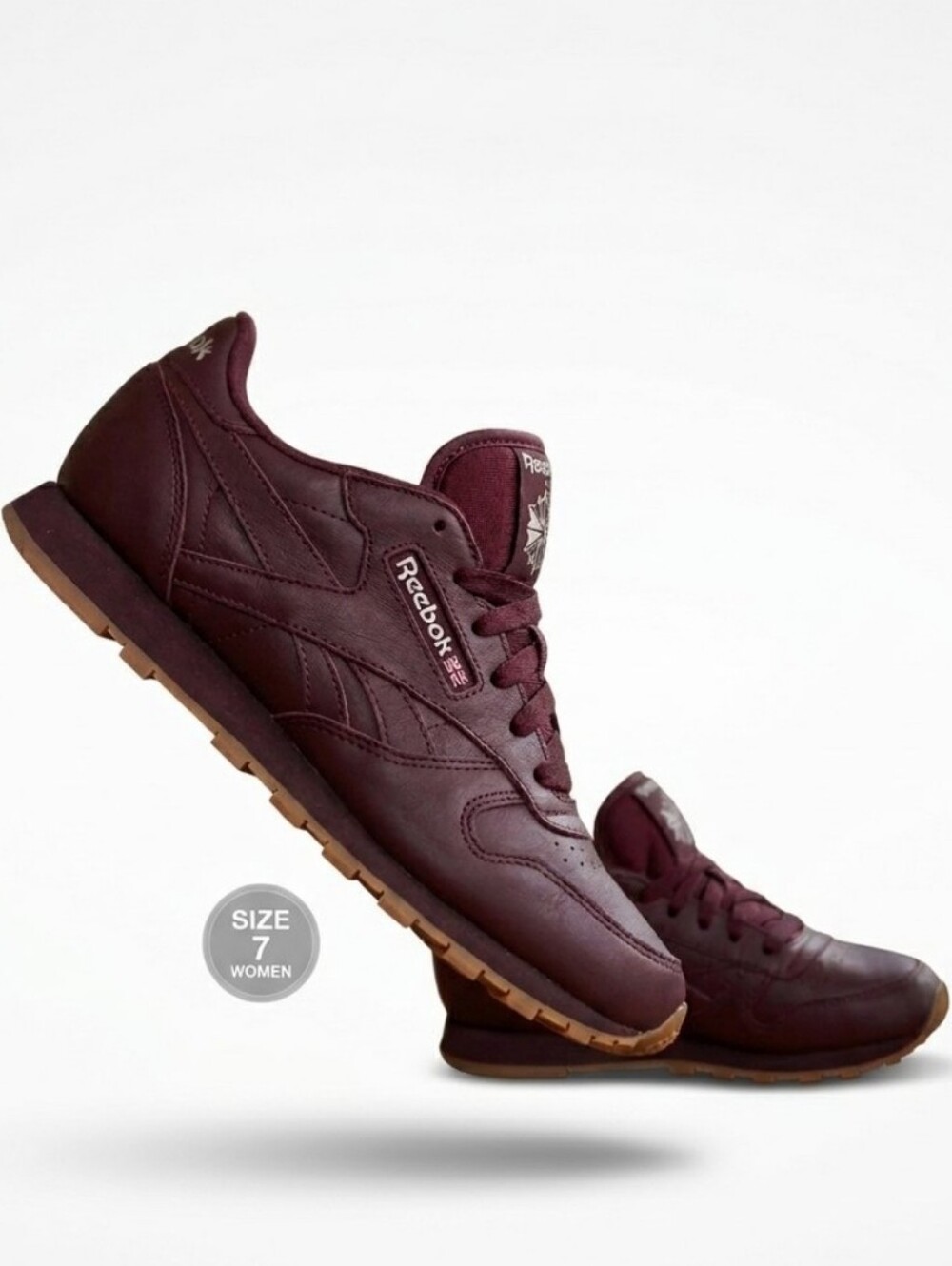 Reebok Classic Leather Sneakers Burgundy Maroon Women's Size 7